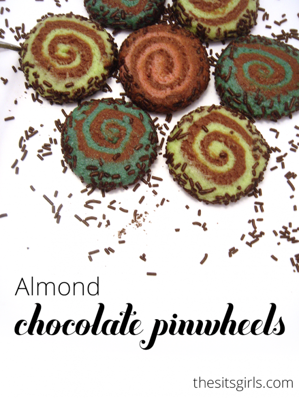 Almond Chocolate Pinwheel Cookies With Sprinkles